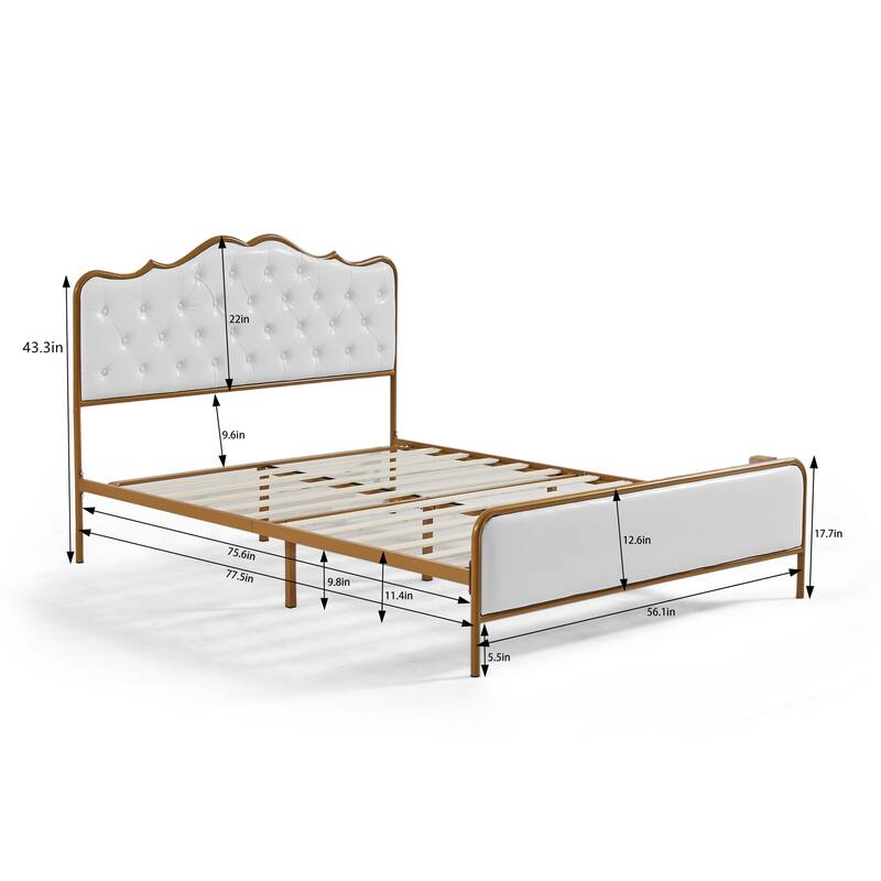 Full Queen King size metal frame bed bedroom