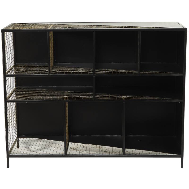 Metal 9 Storage Cupboard Console Table - Black - Roche River Decor