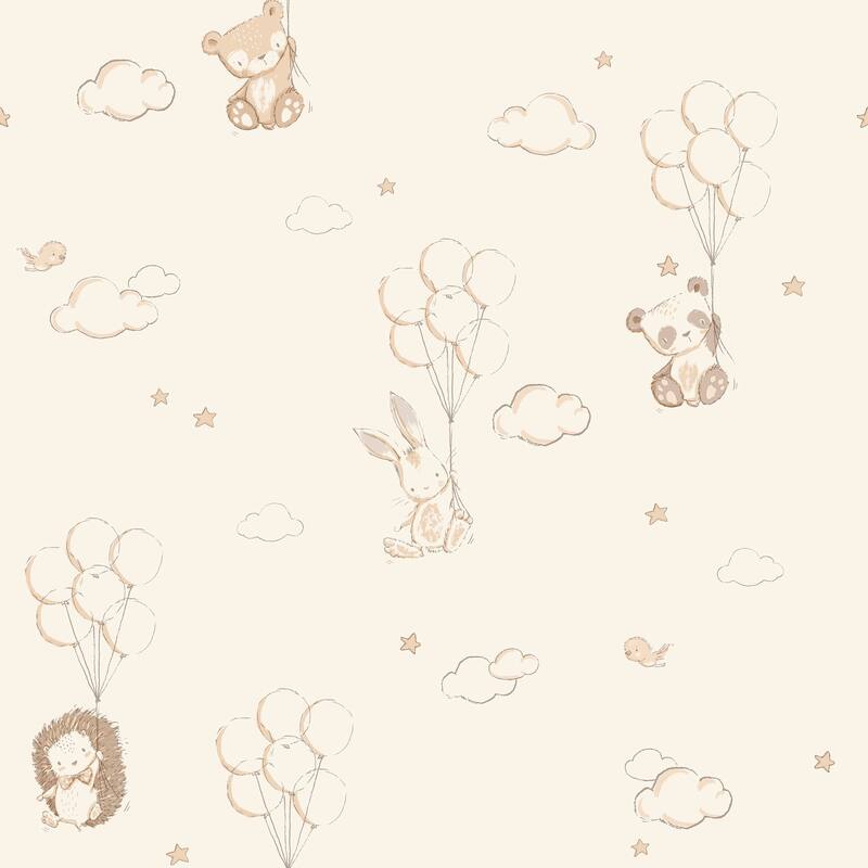 Advantage Floating Balloons Light Brown Animal Wallpaper