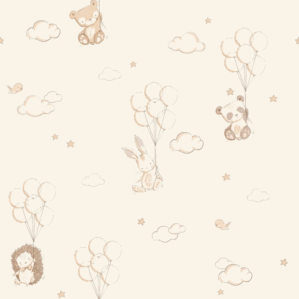 Advantage Floating Balloons Light Brown Animal Wallpaper
