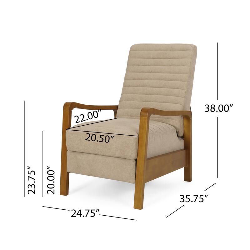 Small Wood Frame Recliner Club Chair with Retractable Footrest Living Room Lounge Armchair Upholstered Reading Chair for Bedroom