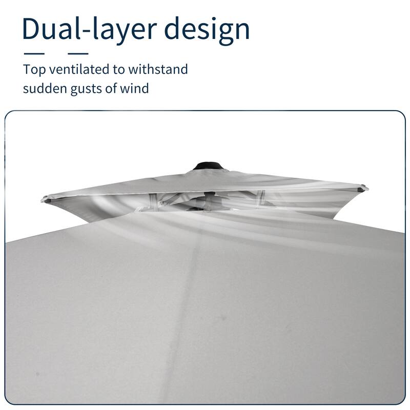 11FT Patio Umbrella Outdoor Square Double Top Umbrella with Base