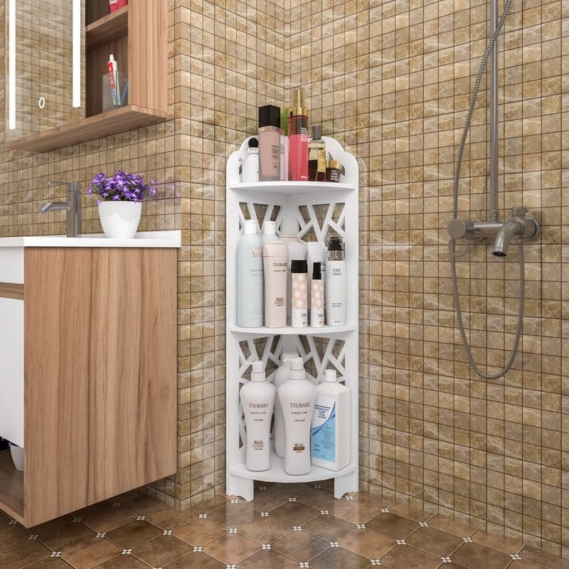 3 Tier Corner Shower Shelf Waterproof,White
