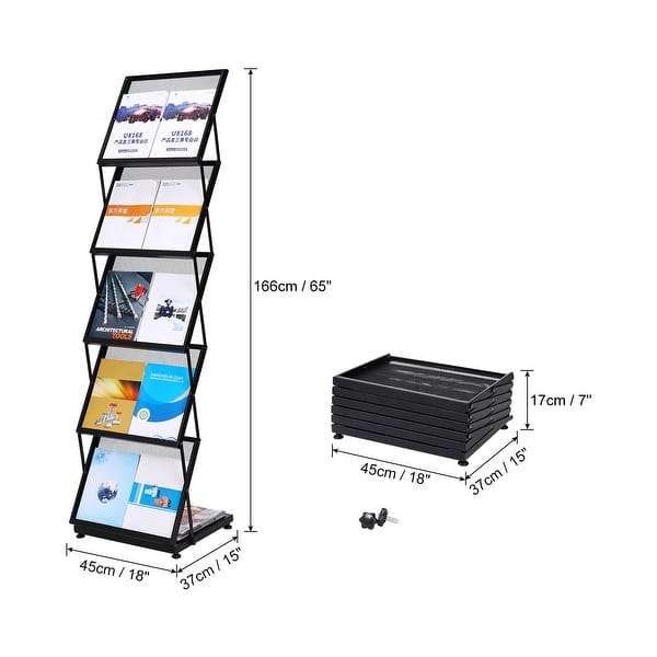 Brochure Display Stand&Foldable Magazine Rack With 5 Pockets
