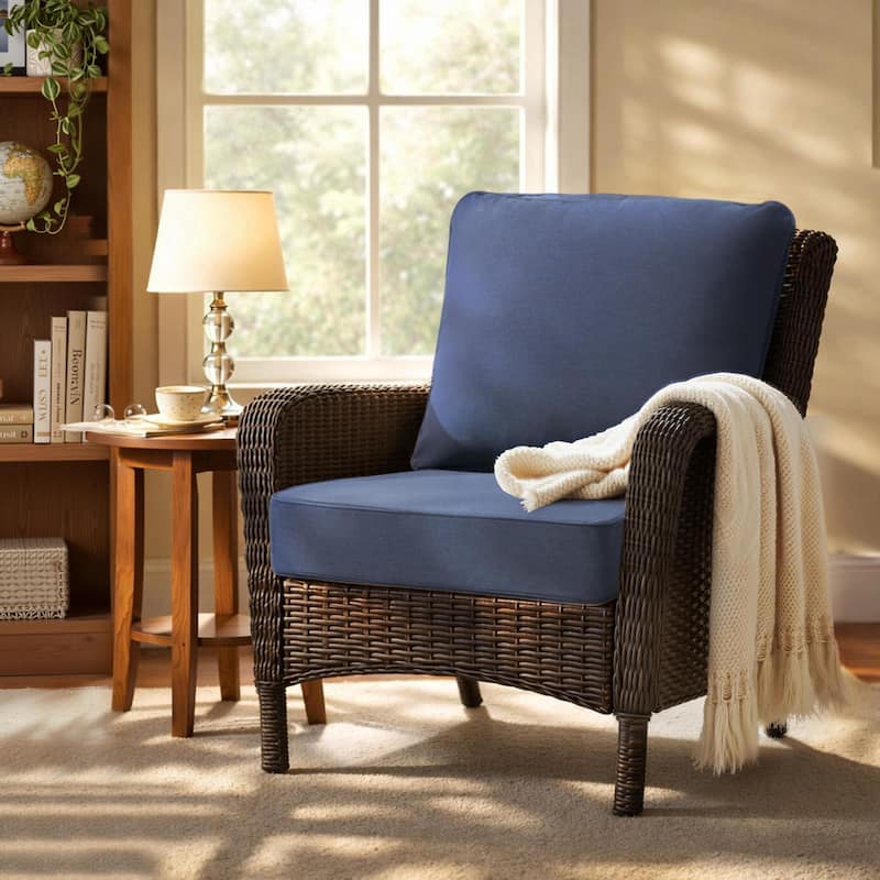 24''Wx24''Dx5.5''in T Outdoor Indoor Patio Premium Fabric Seat Cushions Set (Seat & Back)