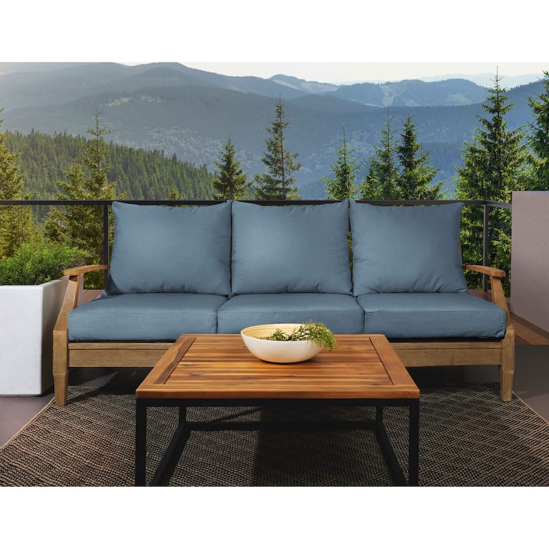 Sorra Home Sunbrella Outdoor Deep Seating Sofa Pillow and Cushion Set - 23 in W x 25 in D x 5 in H - Denim