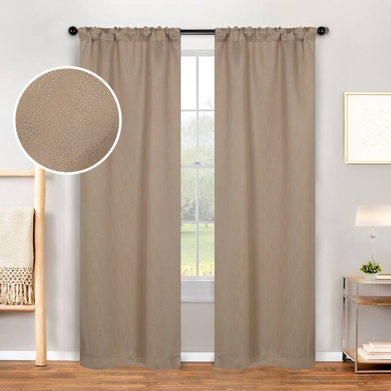 Superior Zuri Washable Room Darkening Curtains, Set of 2 Panels - 26"x84" - Tan