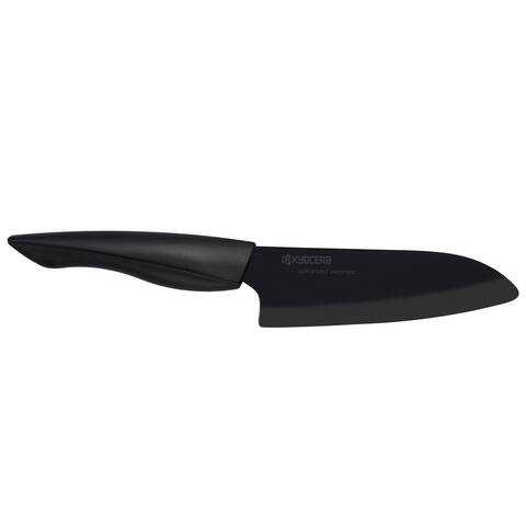 Kyocera Innovation Series Ceramic 5.5" Santoku Knife, with Soft Grip Ergonomic Handle-Black Blade