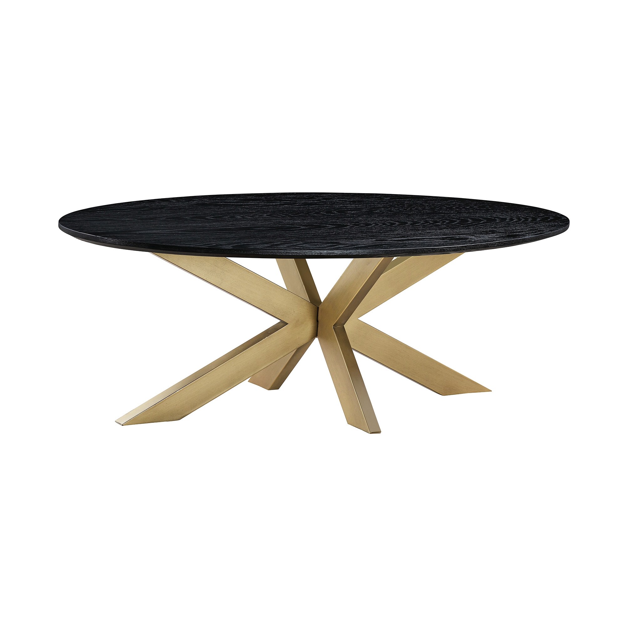 HomeRoots 24" Black And Brass Solid Wood And Metal Oval Coffee Table - 24