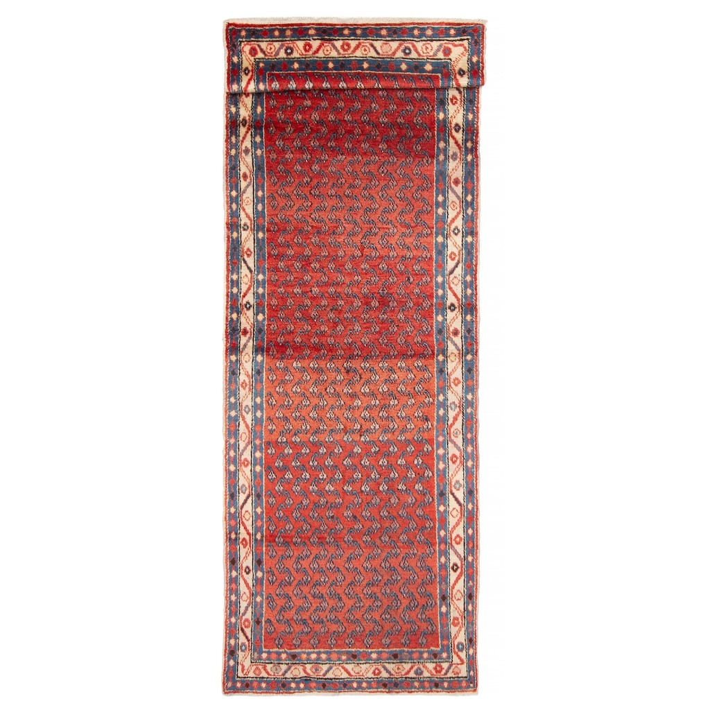 ECARPETGALLERY Hand-knotted Andelz Red Wool Rug - 3'3 x 10'3