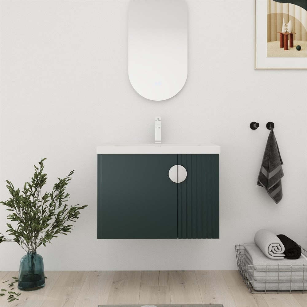 Bathroom Vanity With Sink In 24/28 Inch, Floating Bathroom Vanity With Soft Close Door
