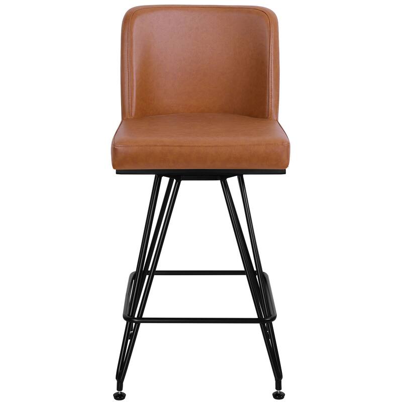 26" Leather/Velvet Swivel Counter Height Bar Stools - 38.2"H x 17.7"W x 19.1"D