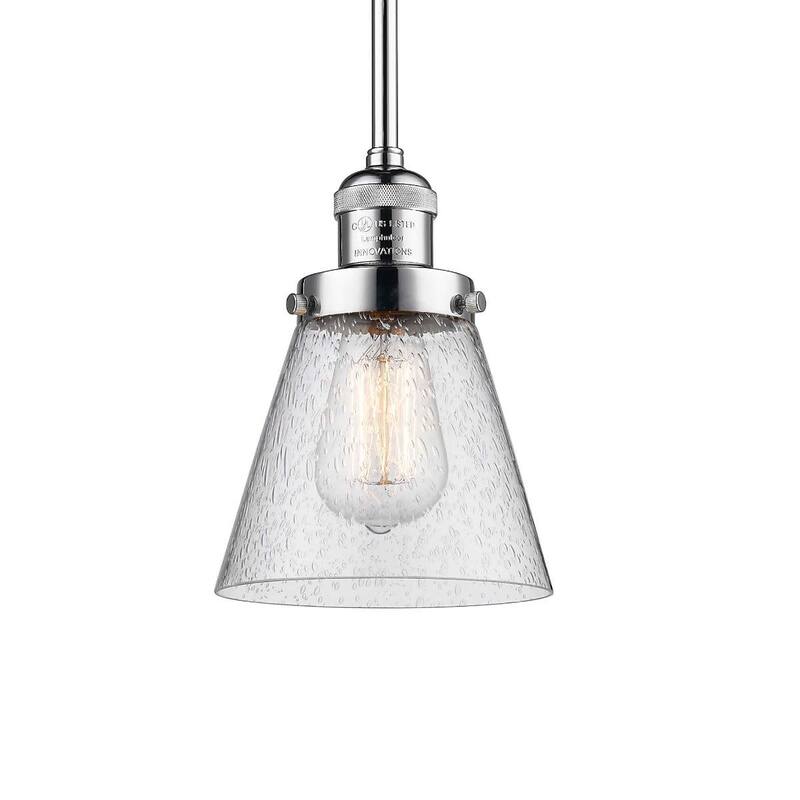 Innovations Lighting Small Cone Single Light 6" Wide Mini Pendant with - Polished Chrome / Seedy