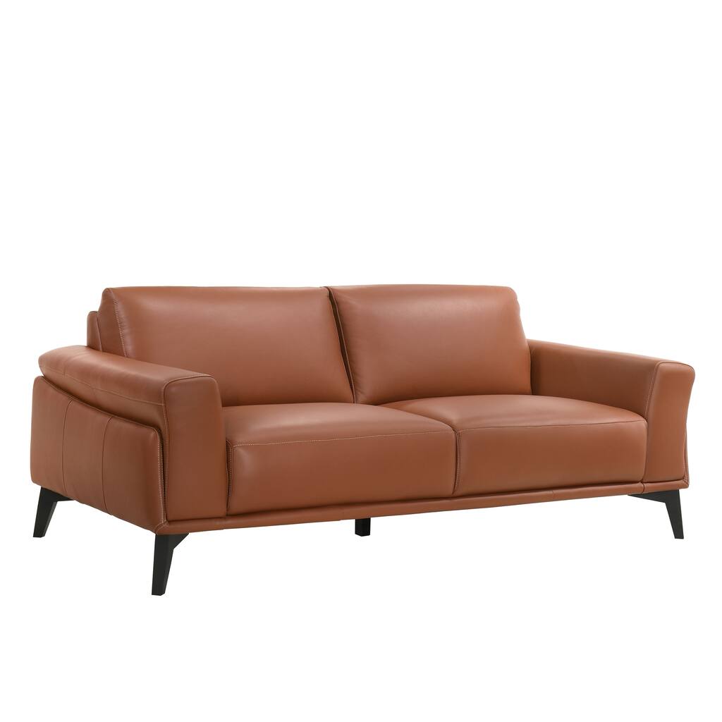 Como Modern Top Grain Leather Sofa, Terracotta, by New Classic Furniture