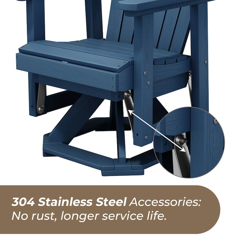 Set of 2 HDPE Adirondack Swivel Gliders, Outdoor Patio Chair Set