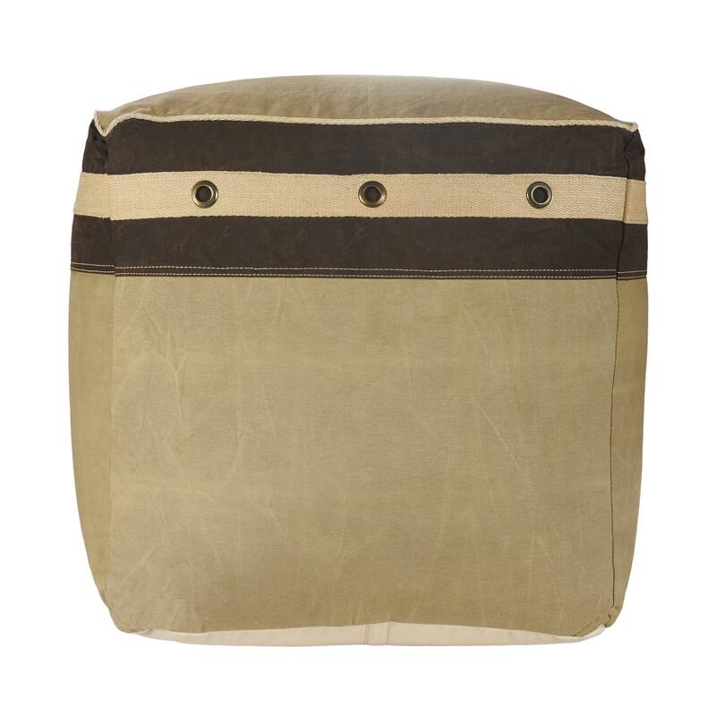 Sevita Rustic Farmhouse Striped Border Pouf