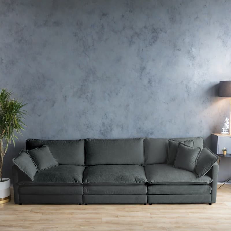 111.5" Chenille 4-Seater Sofa with Customizable Configurations and Premium Comfort - Gray