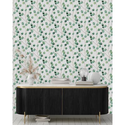 Verdant Eucalyptus Botanical, Timeless Blossom-Inspired Boho Interior Wallpaper - Double Roll