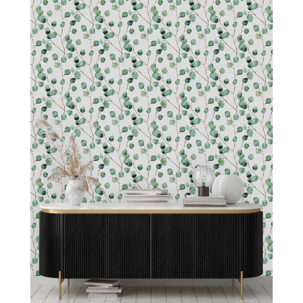 Verdant Eucalyptus Botanical, Timeless Blossom-Inspired Boho Interior Wallpaper - Double Roll