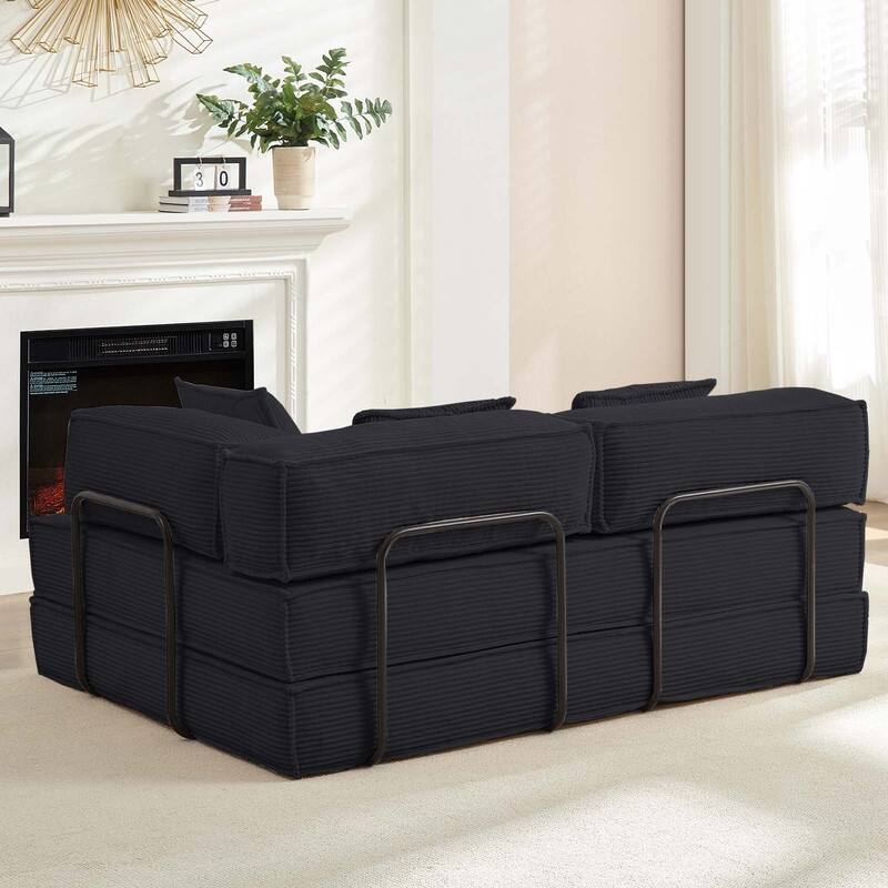 Mixoy 66" Convertible Sleeper Sofa Bed with Pillows, Folding Mattress Couch, Removable Washable Floor Sofa for Small Spaces