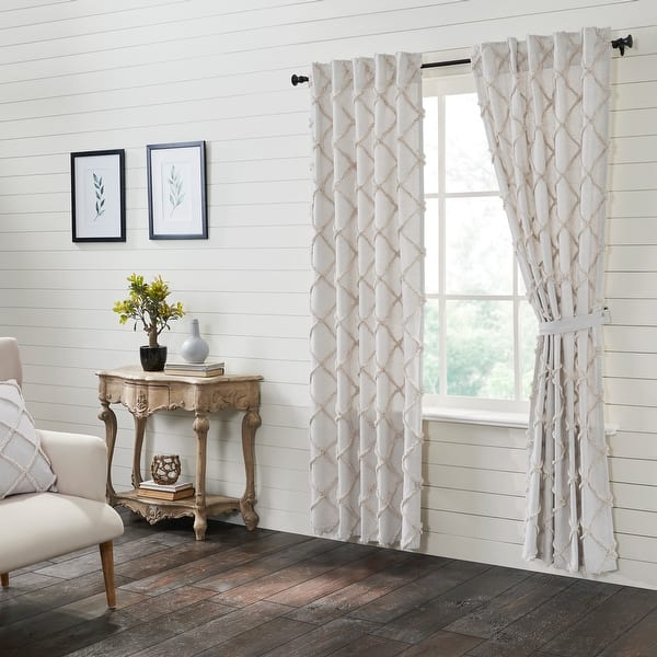 slide 2 of 3, Frayed Lattice Oatmeal Panel Set of 2 84x40