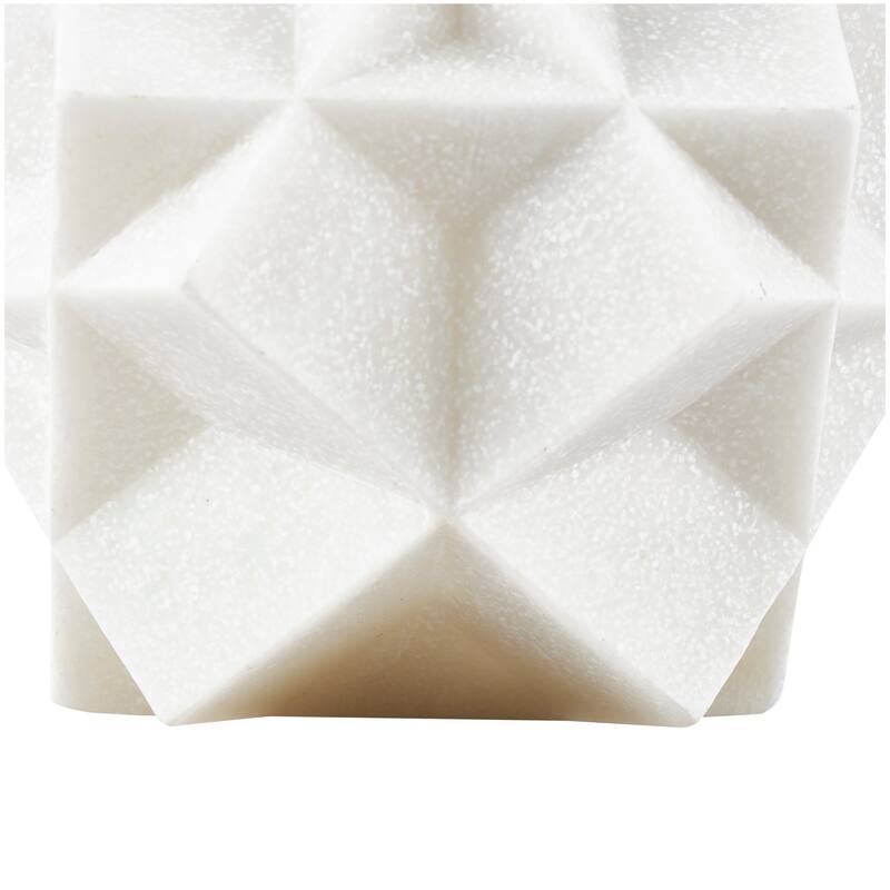 White Polystone Dimensional Ball Geometric Decorative Sculpture with Speckled Texturing