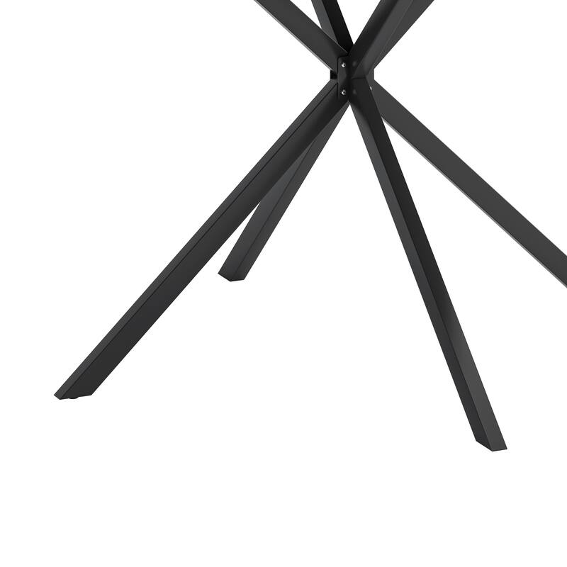 47.24" Modern Cross Leg Round Dining Table, White Marble Top Occasional Table