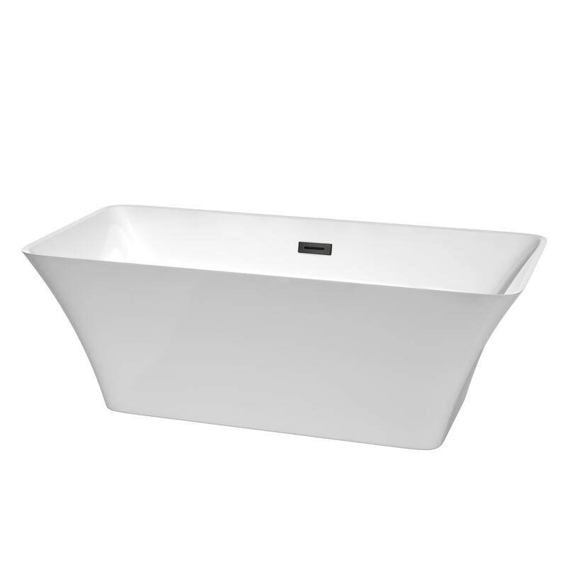 Wyndham Collection Tiffany 67" Free Standing Acrylic Soaking Tub with - White / Matte Black Trim