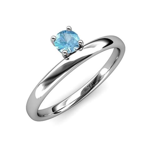 TriJewels Blue Topaz 1/2 ct Womens Solitaire Ring 14K Gold