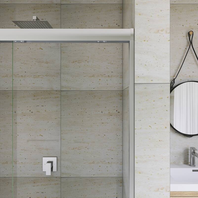 Double Sliding Framed Shower Door in Matte Black Finish