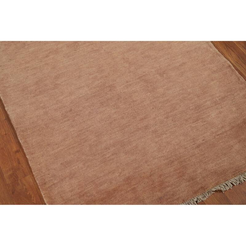 Light Brown Gabbeh Oriental Runner Rug Handmade Wool Carpet - 3'3"x 12'6"