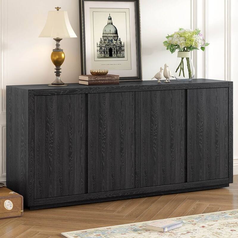 63" Ash Veneer Four-Door Buffet/Sideboard for Hallway, Entryway, Living Room