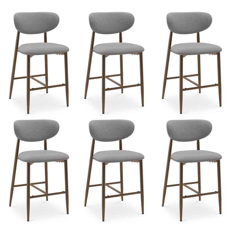 Modern Bar Stools, 25 Inch Height with Back Support & Fabric Upholstery for Home Bar
