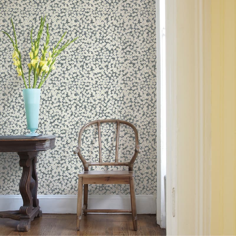 A-Street Prints Giverny Grey Miniature Floral Wallpaper