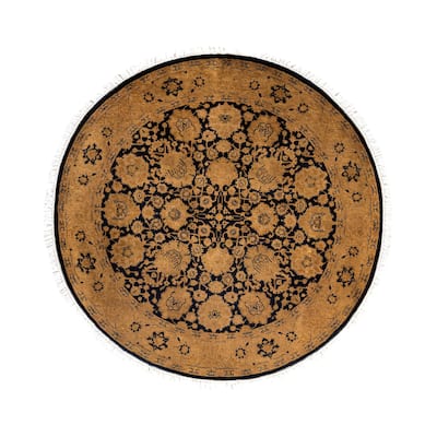 Overdyed One-of-a-Kind Hand-Knotted Round Area Rug - Beige - 4' 1" x 4' 1"