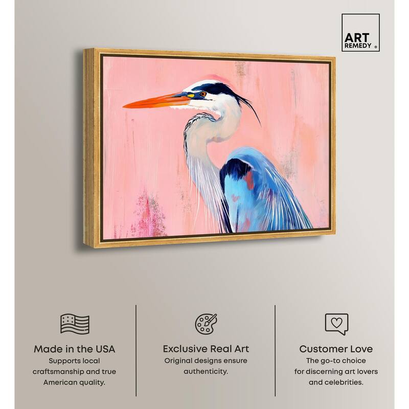 Rosy Dawn Heron Canvas by Art Remedy