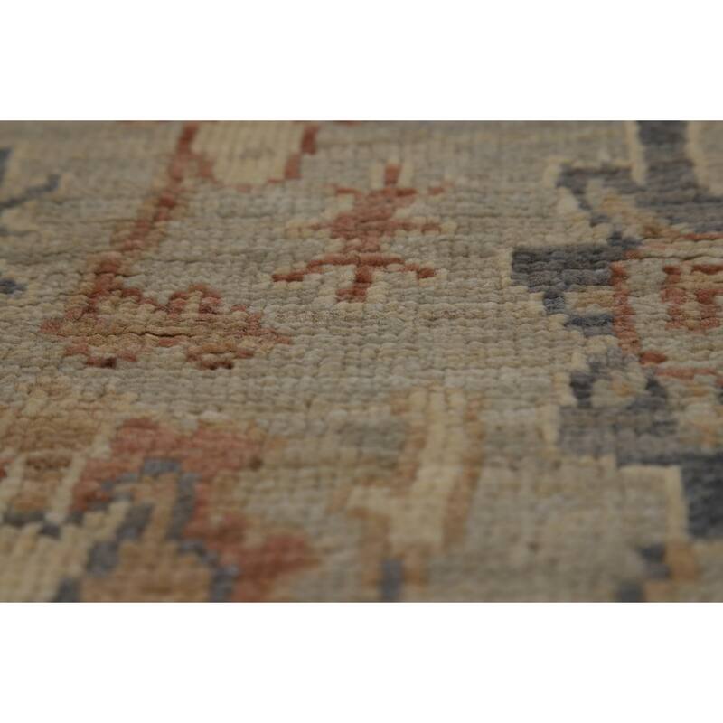 Vegetable Dye Oushak Turkish Runner Rug Handmade Wool Carpet - 3'2" x 10'0"