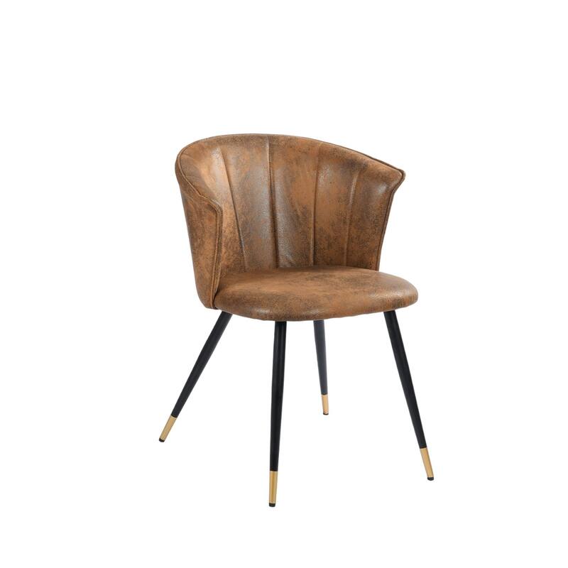 HomeRoots Set of Two Brown Black and Gold Upholstered Suede Dining Side Chairs - 21.20 in. x 29.30 in. x 20.00 in.