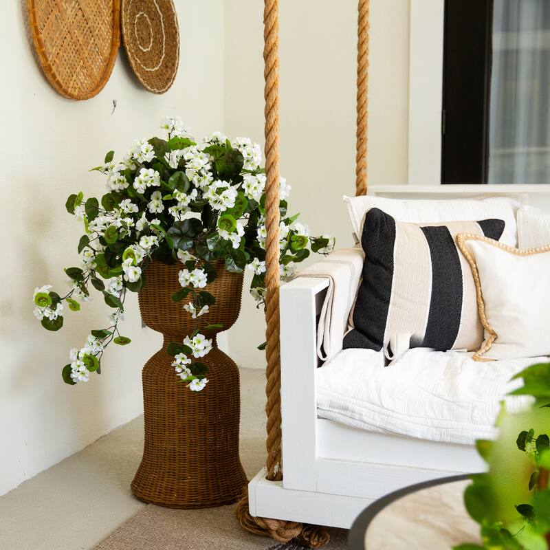 29-in UV Resistant Artificial Geranium Hanging Plant - Set of 2