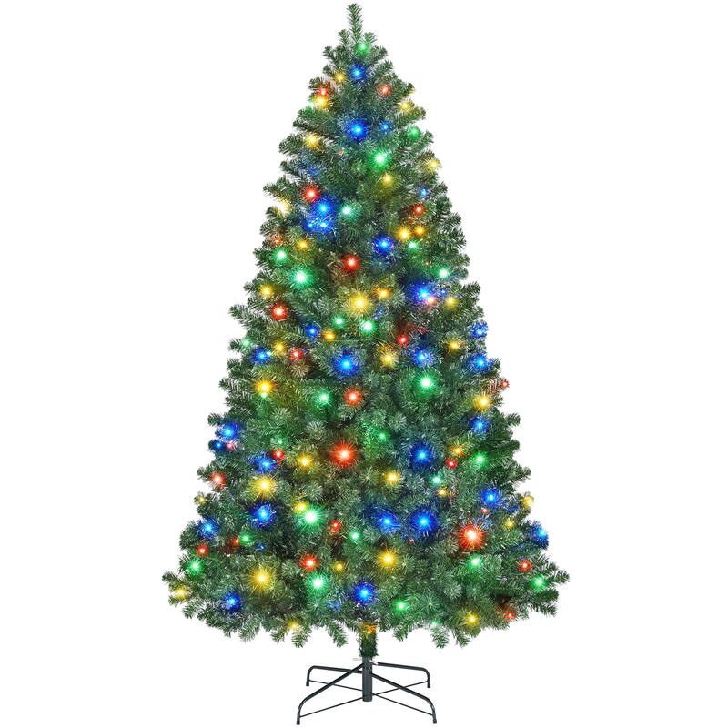 Yaheetech Pre-lit 4.5ft/6ft/7.5ft/9ft Spruce Artificial Christmas Tree with Foldable Stand, Green - 6 Foot