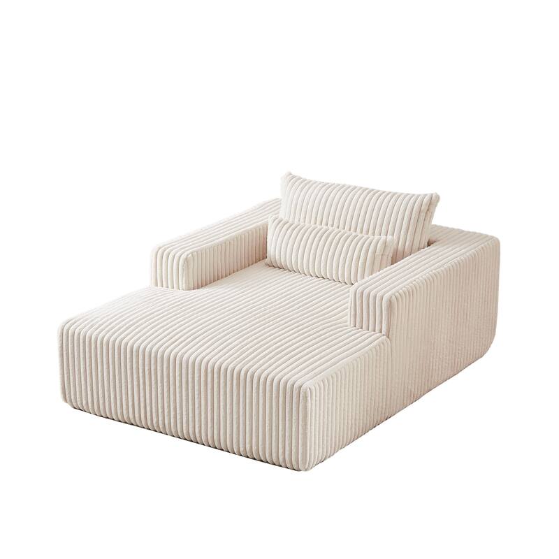 Plush Corduroy Fabric Modular Cloud Sofa with Backrest Pillow for Livingroom 75-Inch Fluffy Sleeper Sofa Bed
