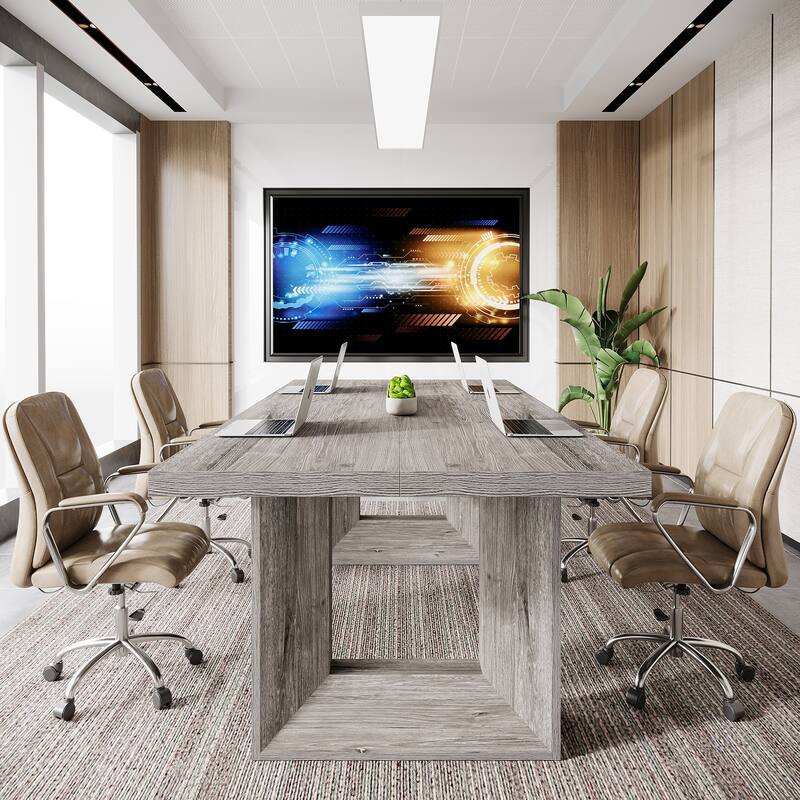 63'' Conference Table with Geometric Base, Home Office Computer ...