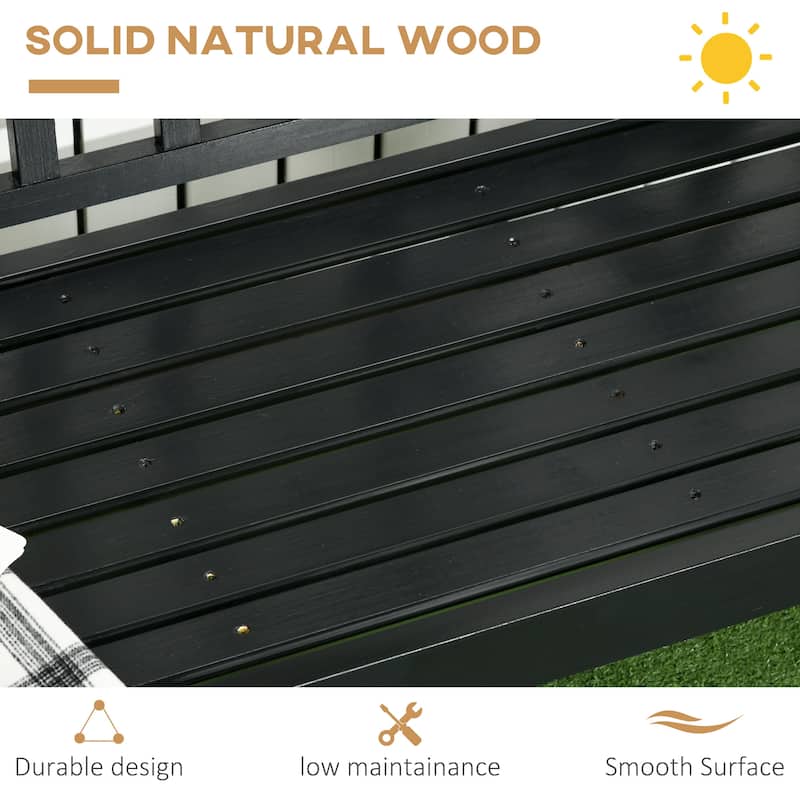 Outdoor 3 Person Garden Bench with Backrest and Armrests
