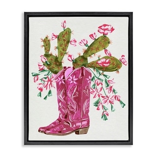 Stupell Cowgirl Boots & Cactus Framed Floater Canvas Wall Art Design By ...