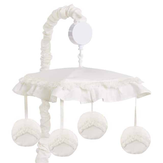 Ivory Boho Bohemian Collection Girl or Boy Musical Crib Mobile - Gender Neutral Off White Farmhouse Chic Tassel Fringe Cotton