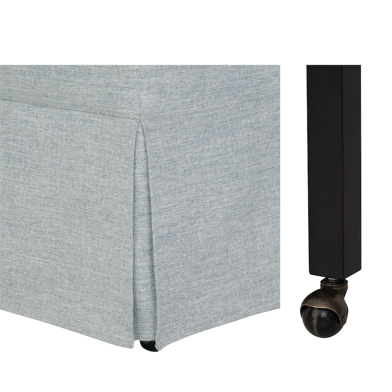 Martha Stewart London Upholstered Skirted Dining Arm Chair with Hidden Casters