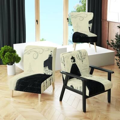 Designart "French Chandeliers Couture IV" Upholstered Fashion Accent Chair - Arm Chair