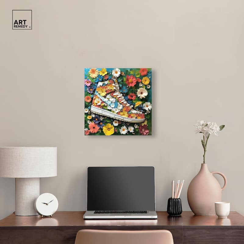 Painted in Floral Sneaker Canvas by Art Remedy, Gallery Wrapped