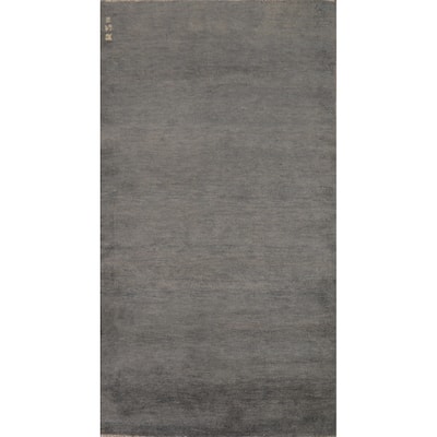Gray Modern Gabbeh Oriental Runner Rug Handmade Wool Carpet - 3'4"x 6'6"