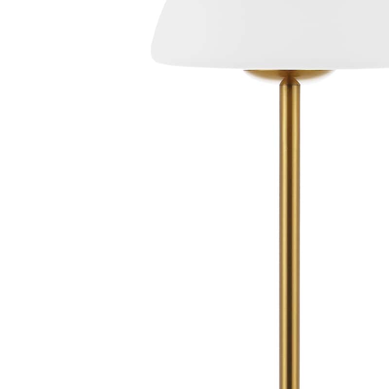 Carson 12.5" Modern Minimalist Iron Wireless Rechargeable Integrated LED Table Lamp, Nickel/White by JONATHAN Y